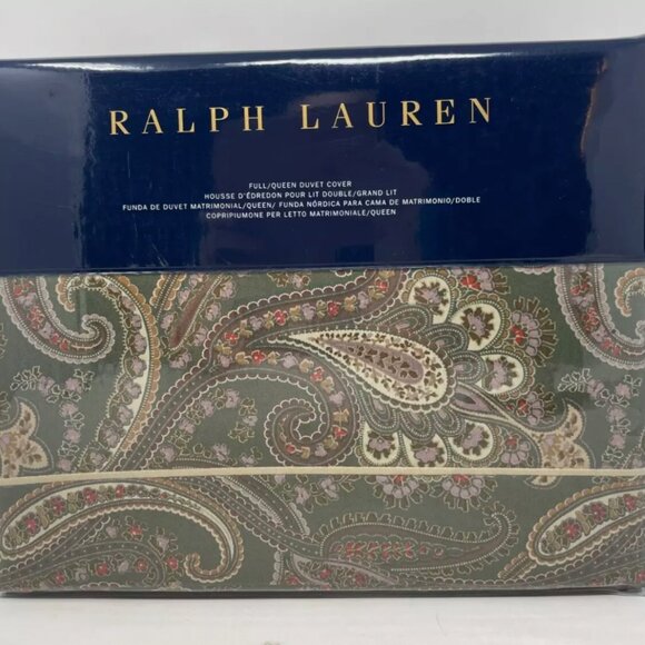 NEW 1pc RALPH LAUREN Heritage Paisley Sage Green FULL / QUEEN Sateen Duvet Cover
